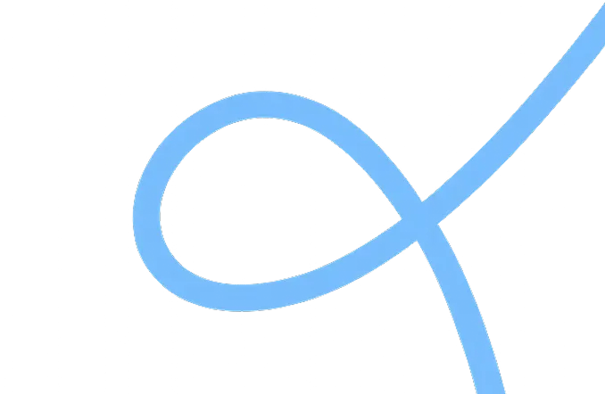 Blue curved symbol resembling the Greek letter alpha or a stylized letter