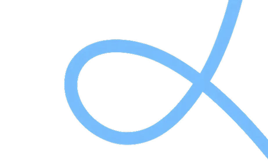 Blue curved symbol resembling the Greek letter alpha or a stylized "a"