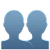 Two blue silhouette figures representing people, users, team, or social connections
