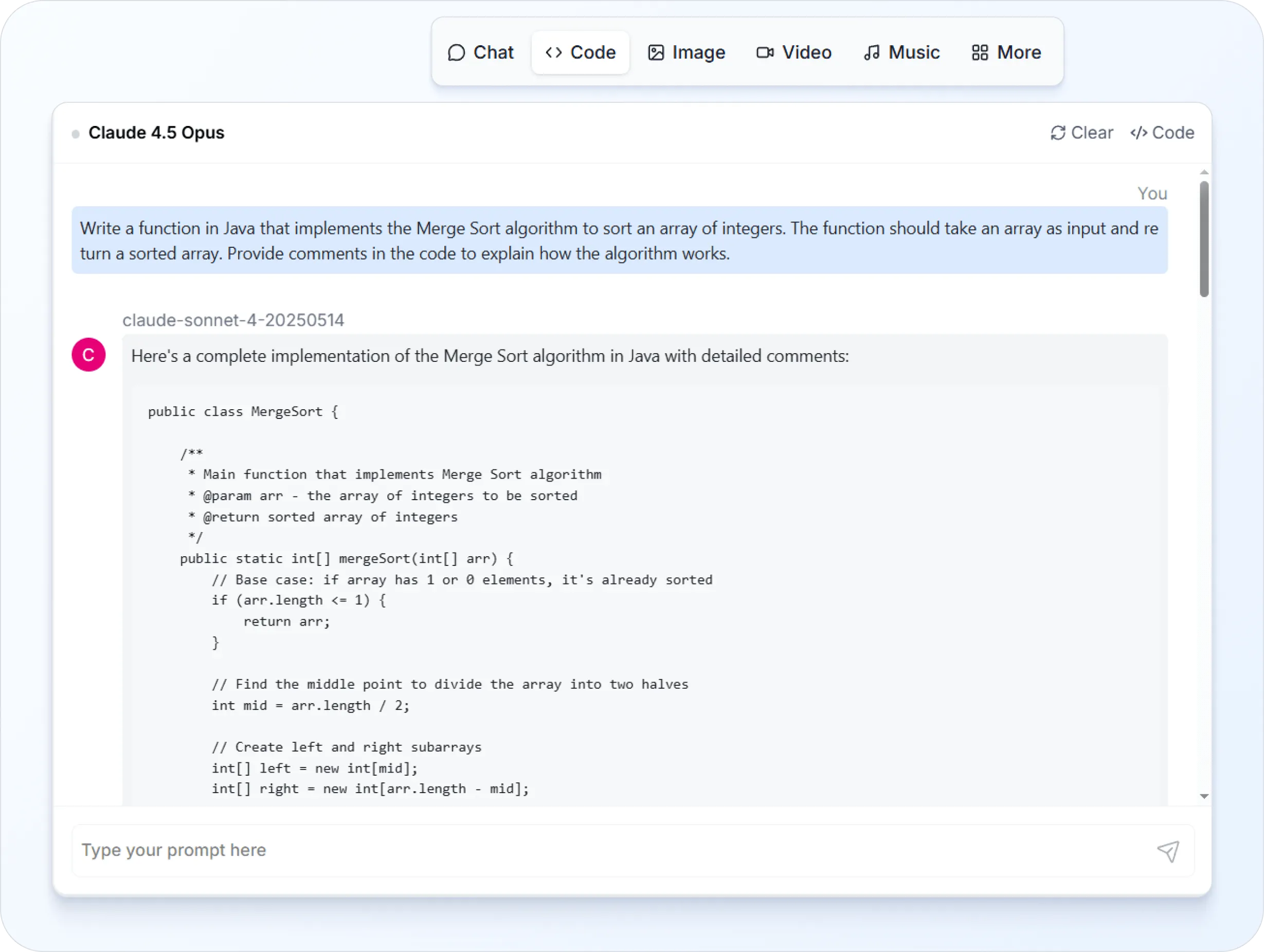 interface in aiml api