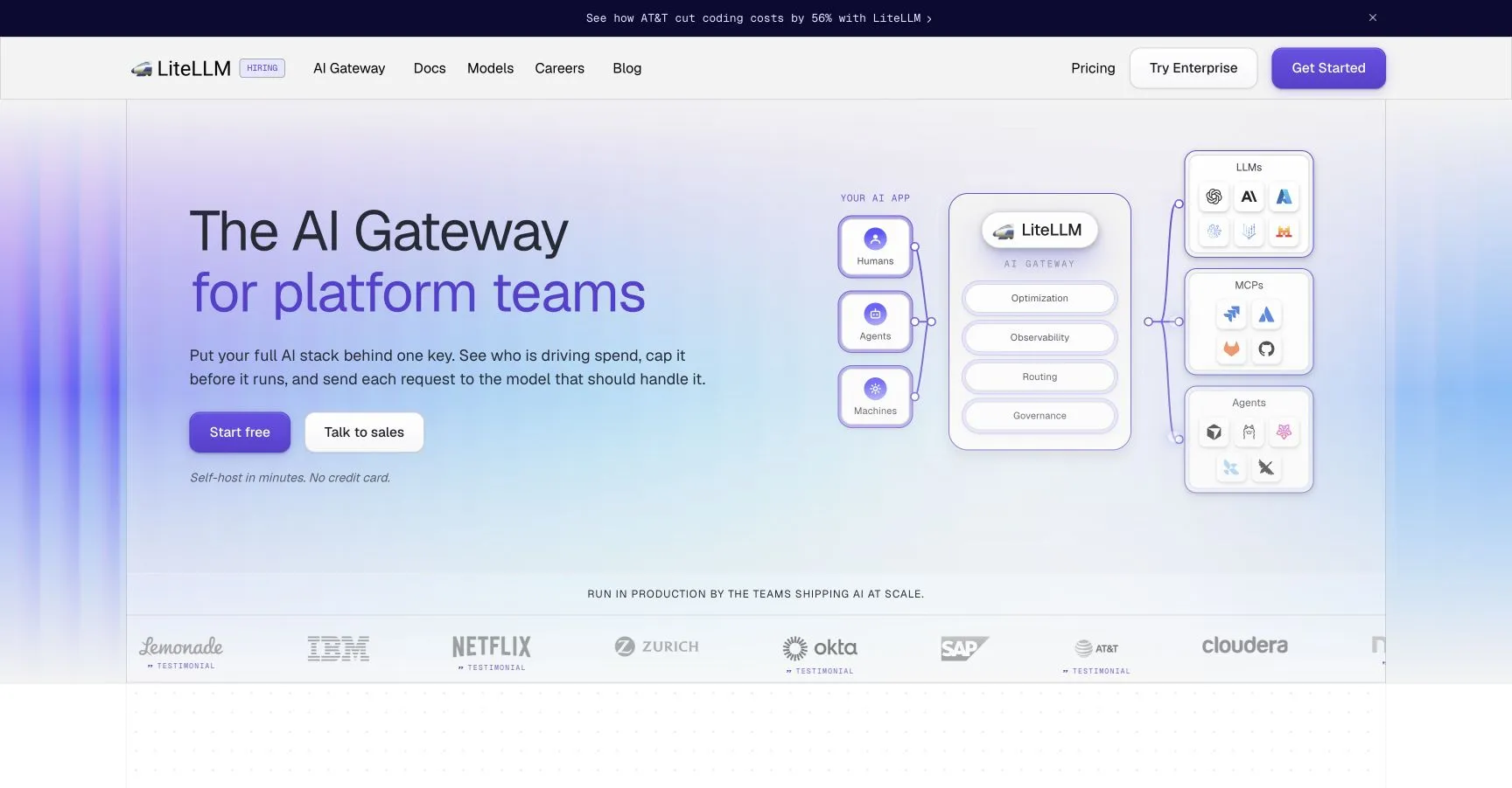 LiteLLM AI gateway homepage