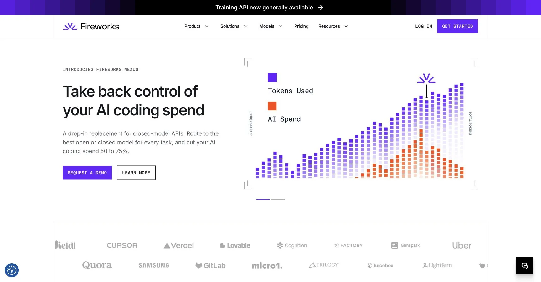 Fireworks AI inference platform homepage