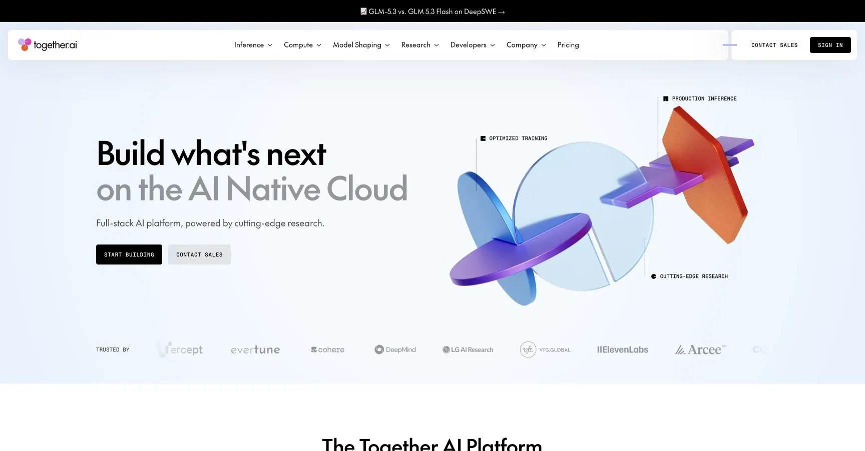 Together AI platform homepage
