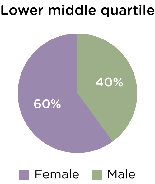 Lower middle quartile, female 60%, male 40%