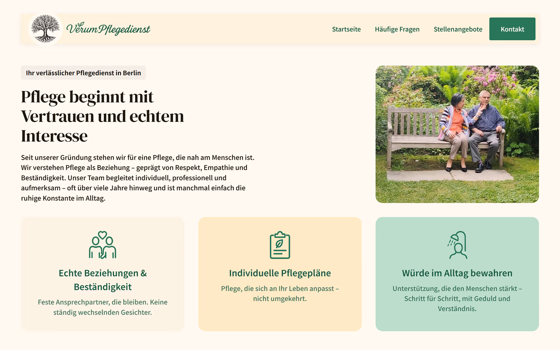 Pflegedienst Verum Webdesign & Webentwicklung mit Webflow