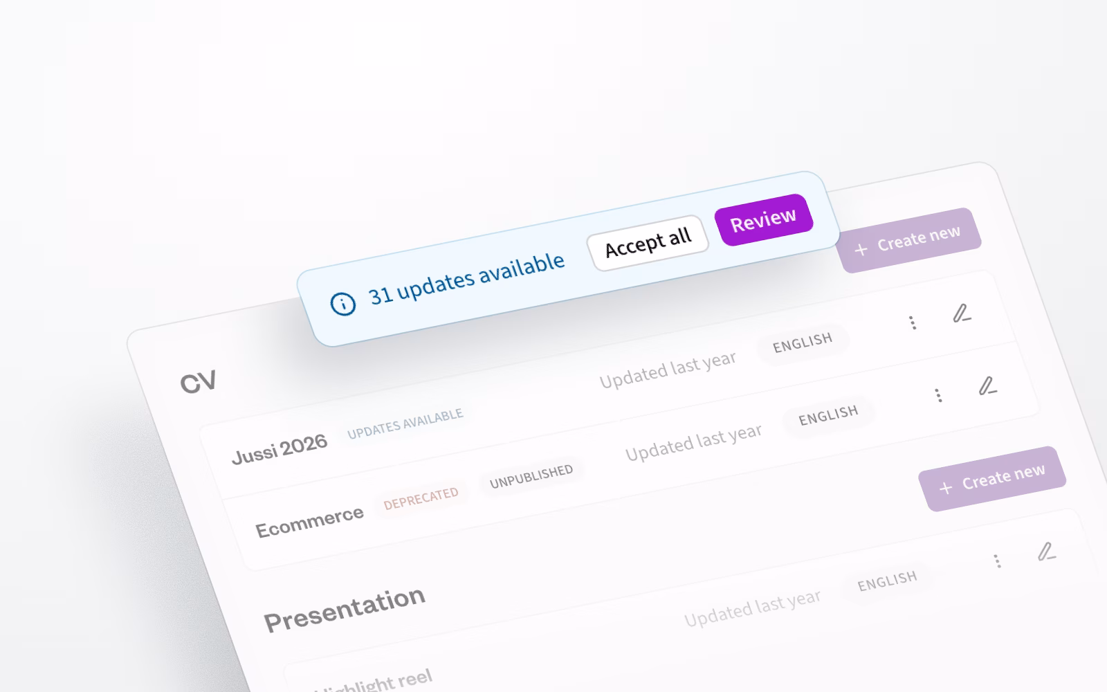 Enjoy automatic updates to your CVs based on changes to your profile