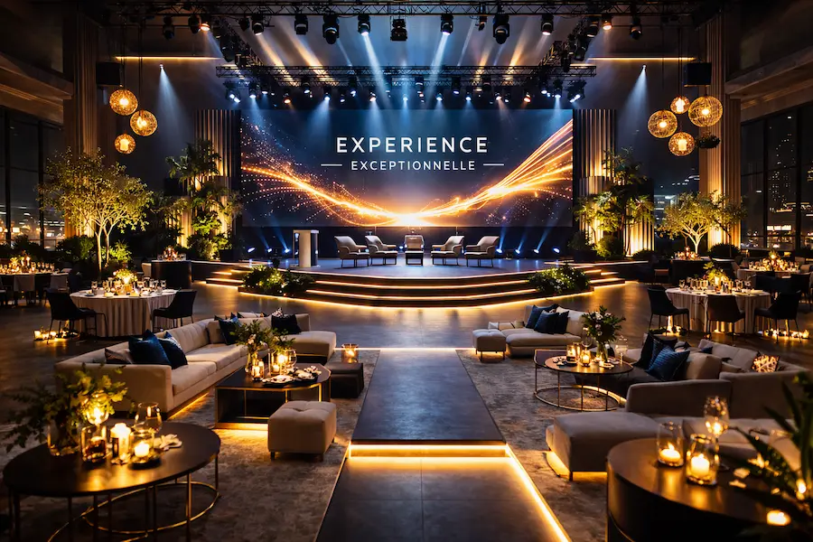 photo d'une soirée de gala montrant l'univers et la scénographie de l'événement