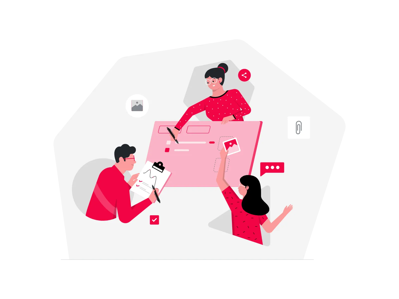 a group of people sitting around a table