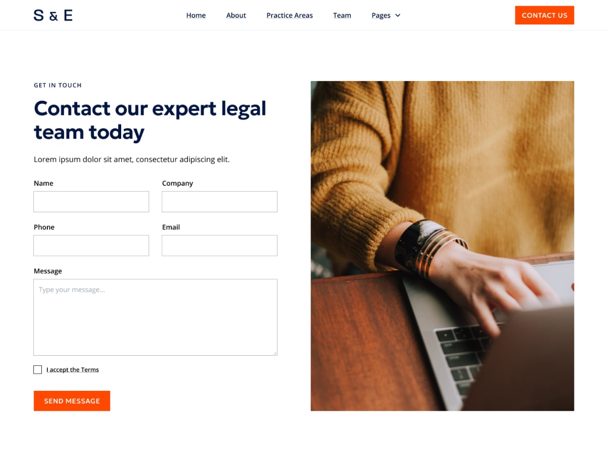 example of contact page
