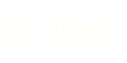 A white logo of the Los Angeles County Office of Violence Prevention.