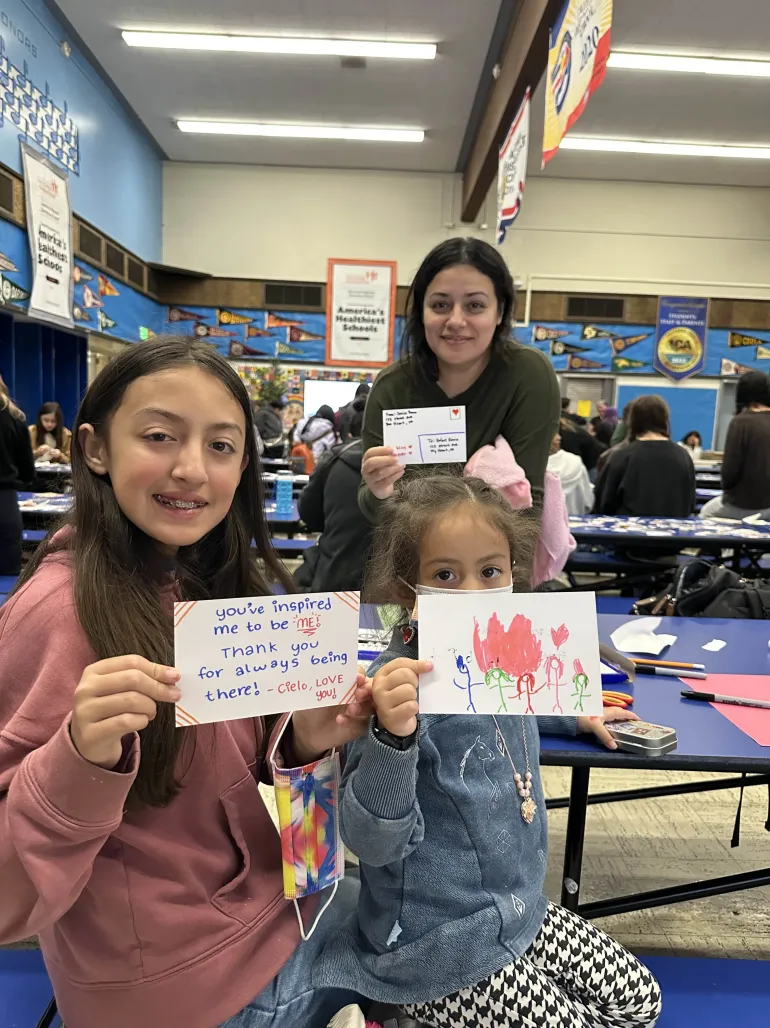 Memory postcards written and illustrated by participants at Family Art Night