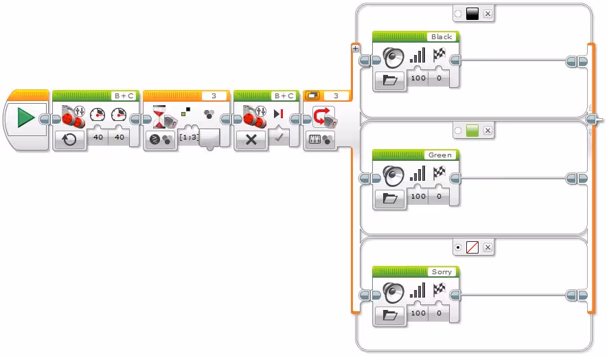 Stop the robot at any line and say its color using the detected colors