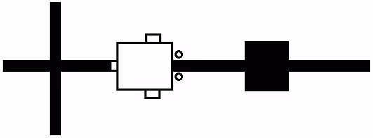 Black rectangle layout in the middle of the robot path