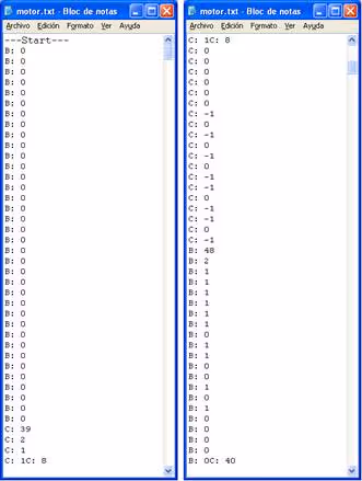 “motor. rtf” file contents with each motor’s rotation degrees