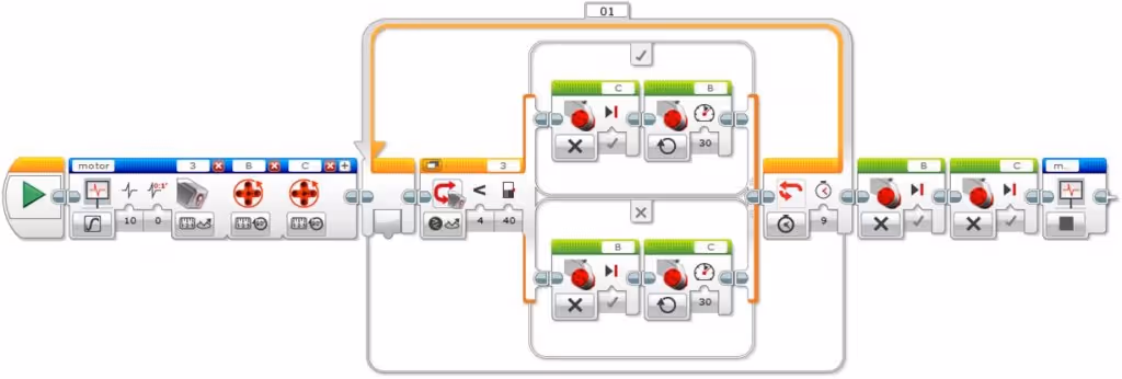 Line follower with “Data Logging” blocks to start and stop data log recording