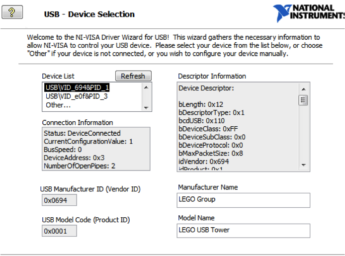USB - device selection