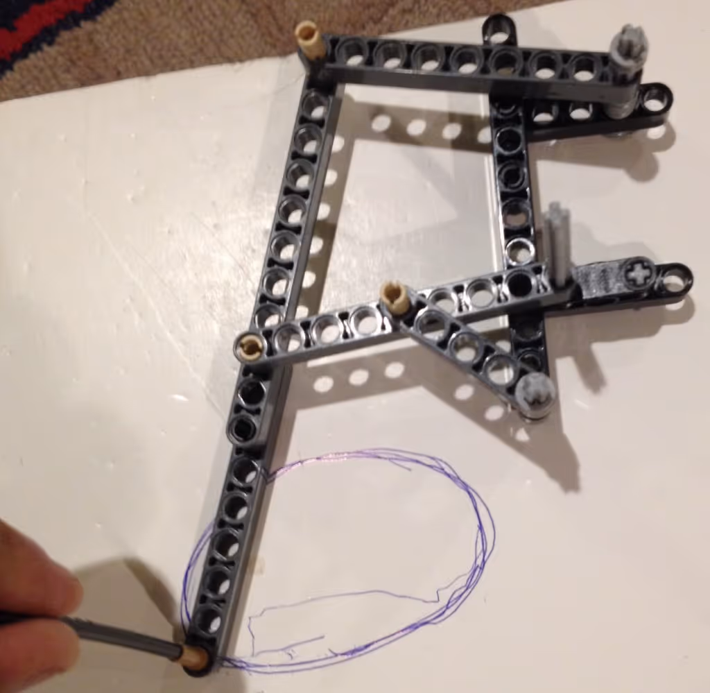 Klann footsweep drawn with pen