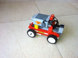 This WeDo car has an AA battery pack for power and an infrared receiver.