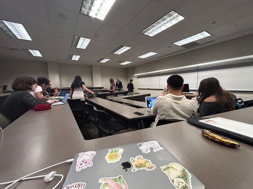 Students in a class with their computers