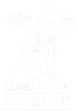 Emblem with a lion holding a Union Jack flag above the words 'Armed Forces Covenant.'
