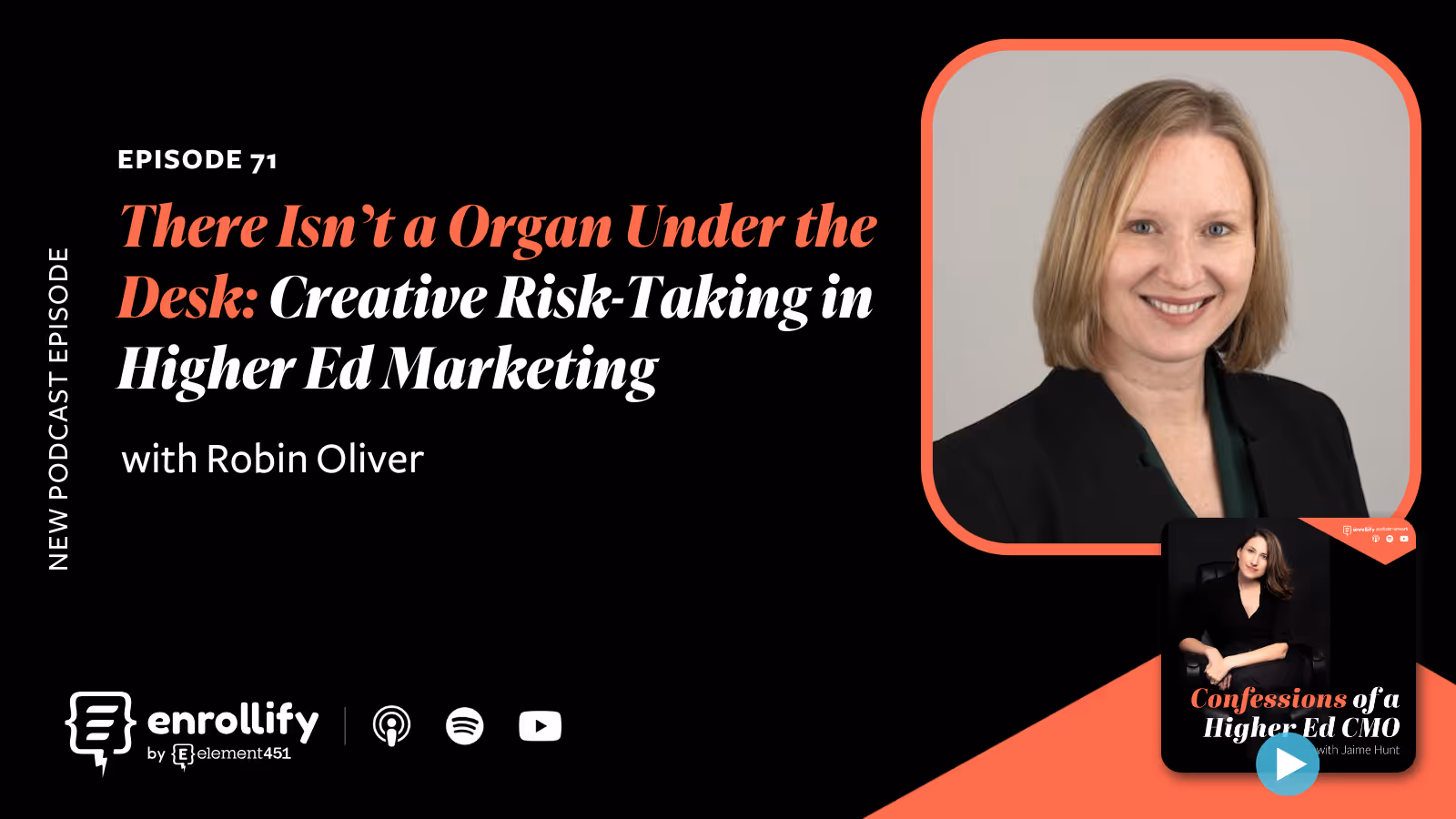 Ep. 71: There Isn’t a Organ Under the Desk: Creative Risk-Taking in Higher Ed Marketing