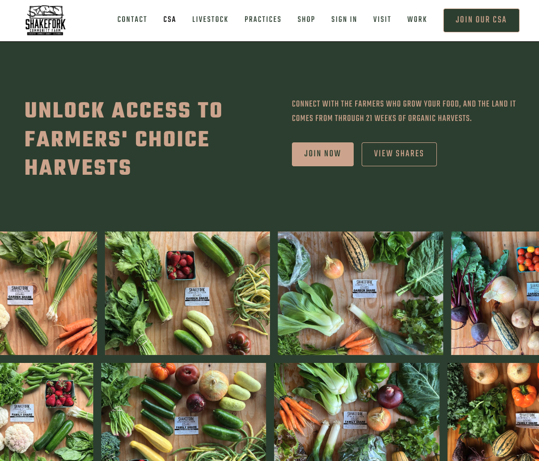 Shakefork's CSA page at shakeforkcommunityfarm.com/csa