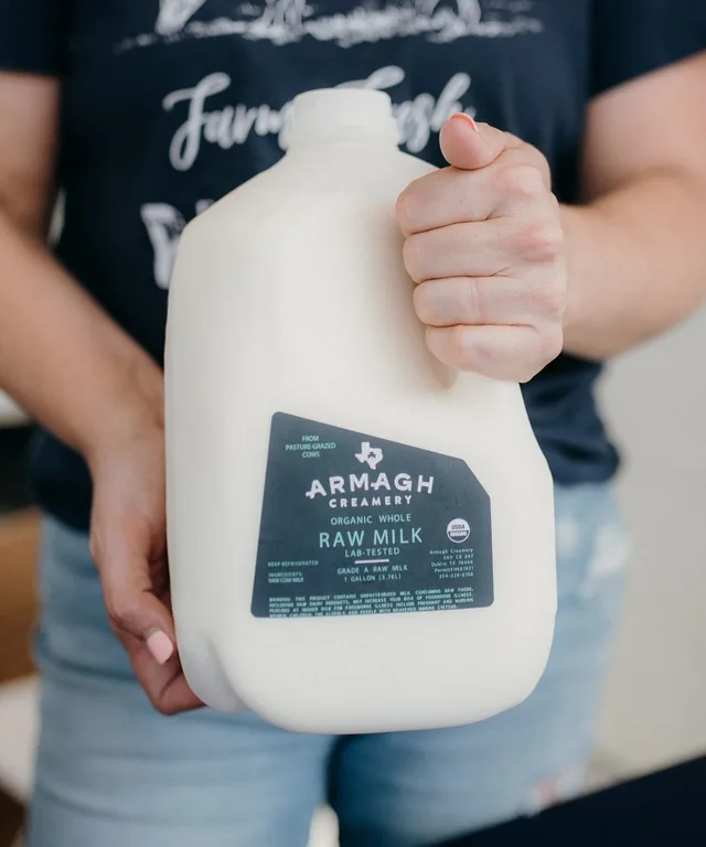 A gallon of Armagh Creamery raw milk