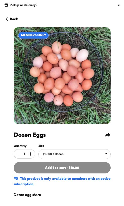 A dozen eggs at $10, marked members only