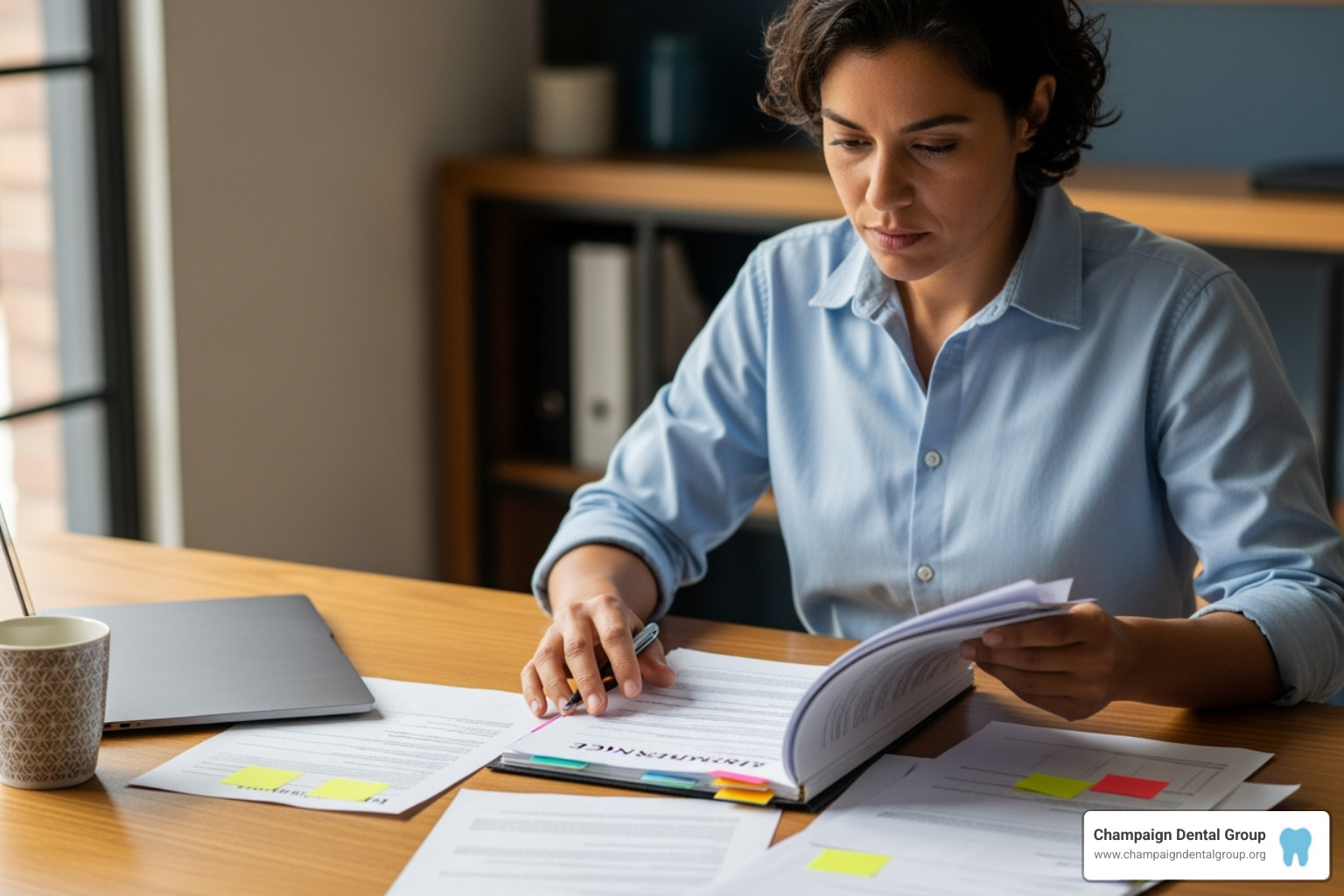 person reviewing insurance documents - Does insurance cover bonding