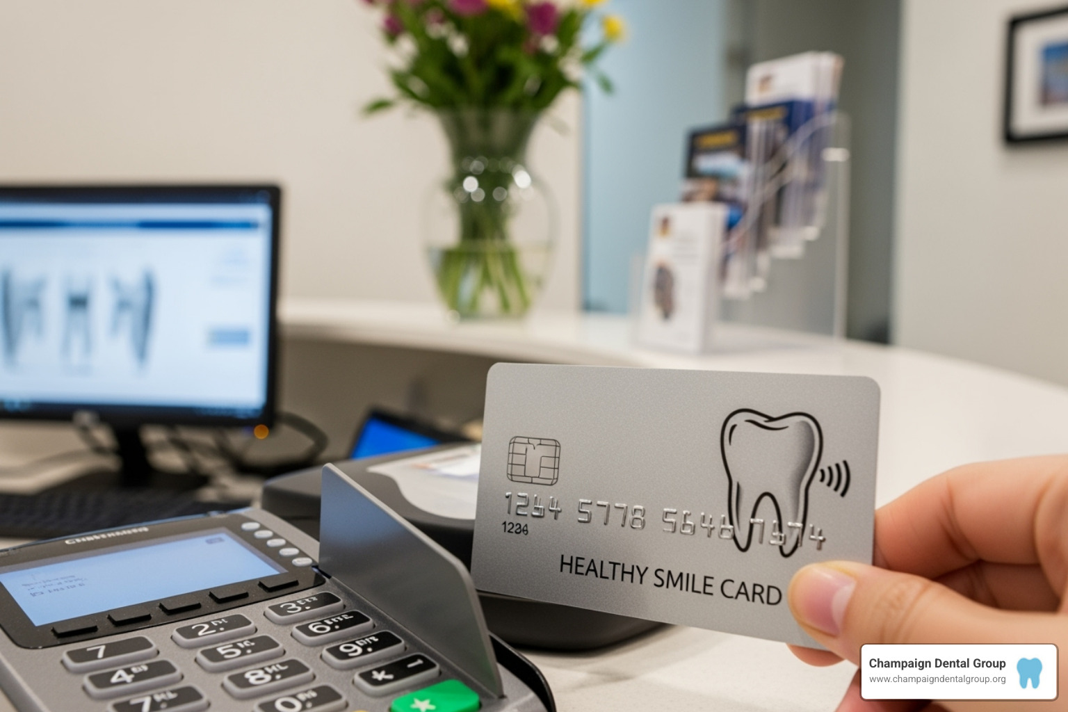 patient discussing payment options with office administrator - Financing dental procedures