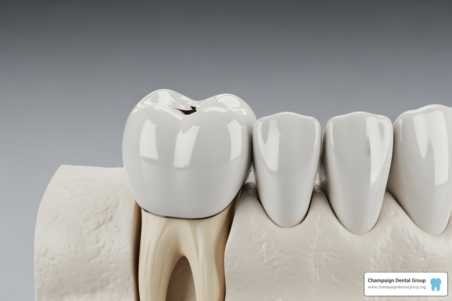 dental crown on a tooth model - Restorative Dentistry Services