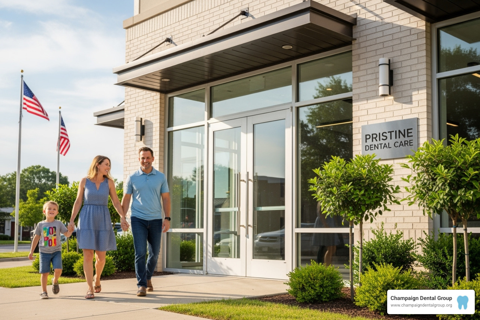 happy family leaving the dentist - Champaign County Dentist happy family leaving the dentist - Champaign County Dentist