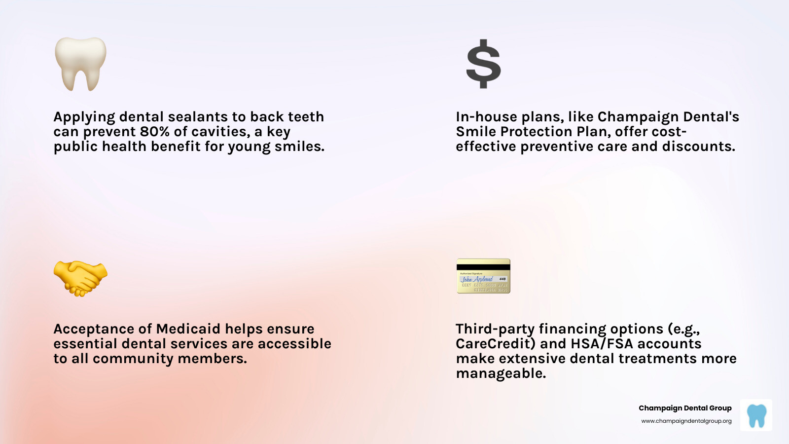 infographic showing the benefits of preventive dental care, including reduced costs and improved health outcomes - Champaign County Dentist infographic 4_facts_emoji_light-gradient infographic showing the benefits of preventive dental care, including reduced costs and improved health outcomes - Champaign County Dentist infographic 4_facts_emoji_light-gradient