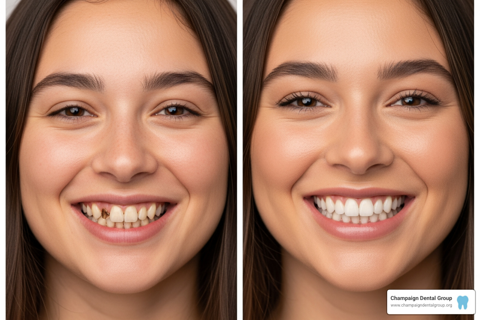 A before-and-after smile change - Dentist in Urbana OH A before-and-after smile change - Dentist in Urbana OH