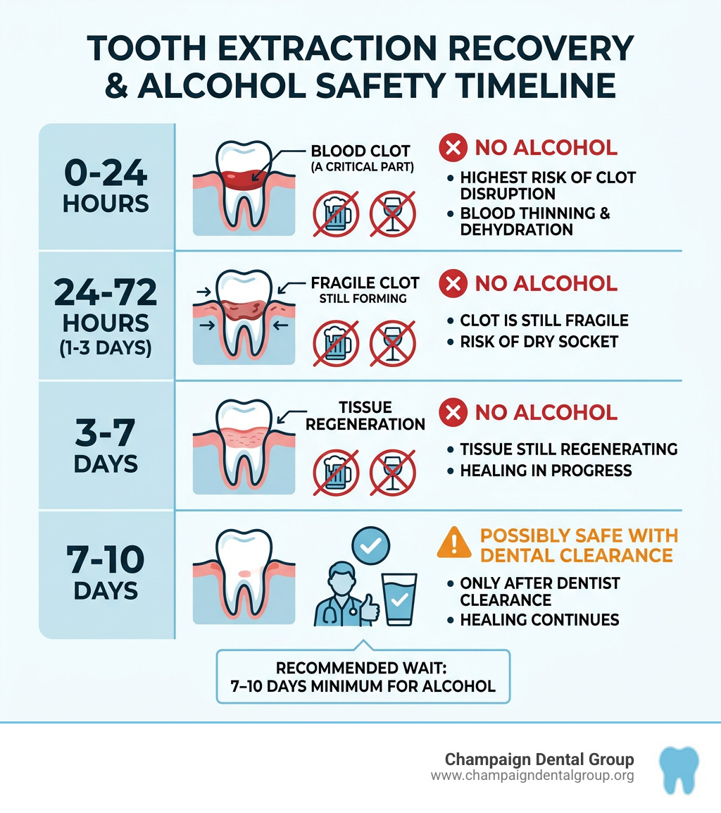24-hour to 7-day tooth extraction healing stages and alcohol safety timeline infographic - can i drink alcohol 24 hours 24-hour to 7-day tooth extraction healing stages and alcohol safety timeline infographic - can i drink alcohol 24 hours