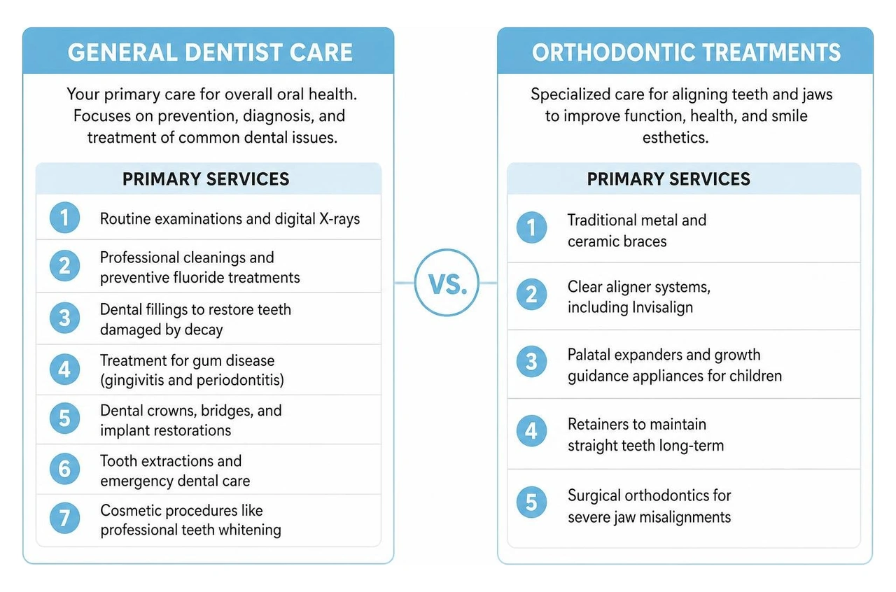 Comparing general dentist care versus orthodontic treatments