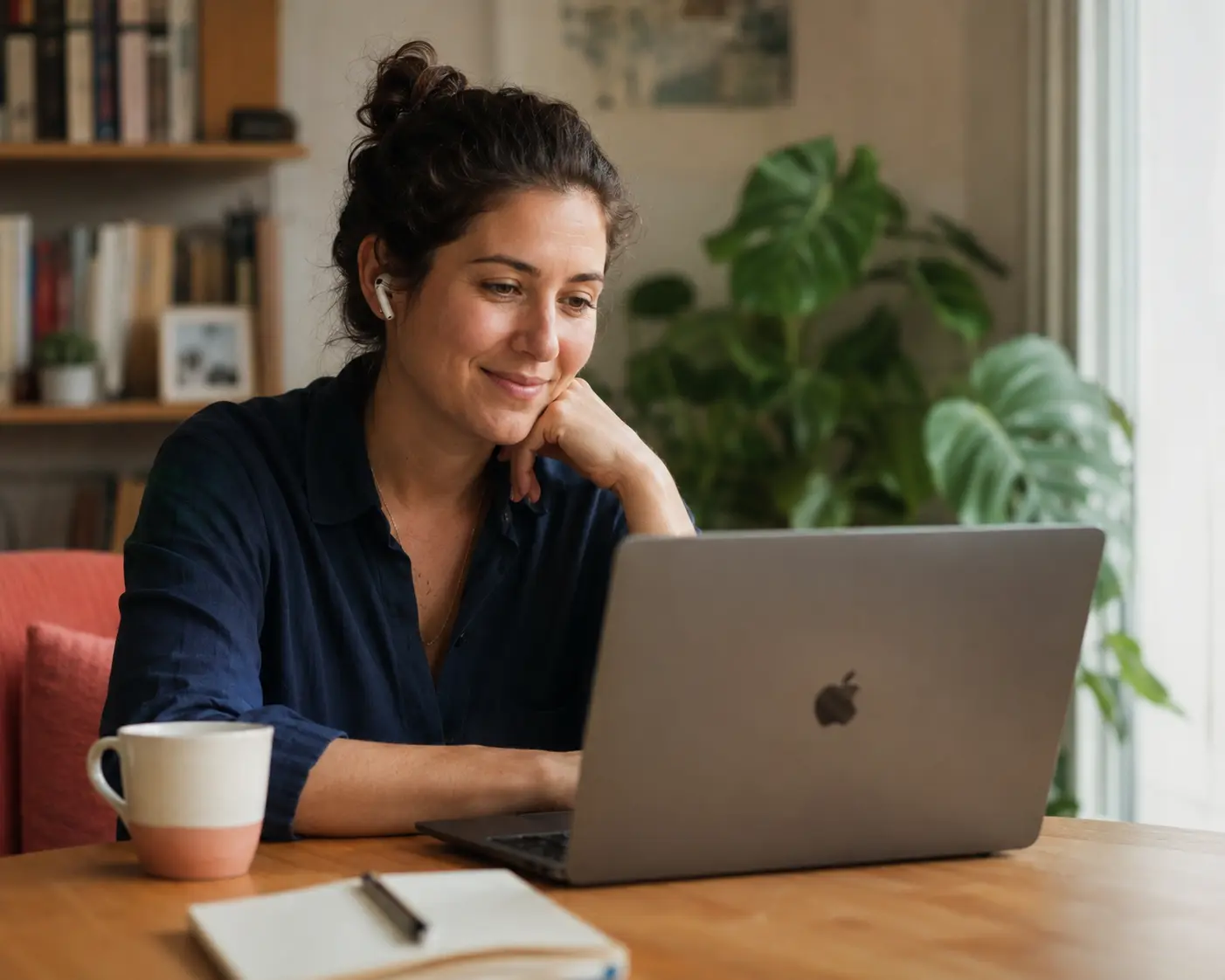 Person having a one-to-one wellbeing session on a video call