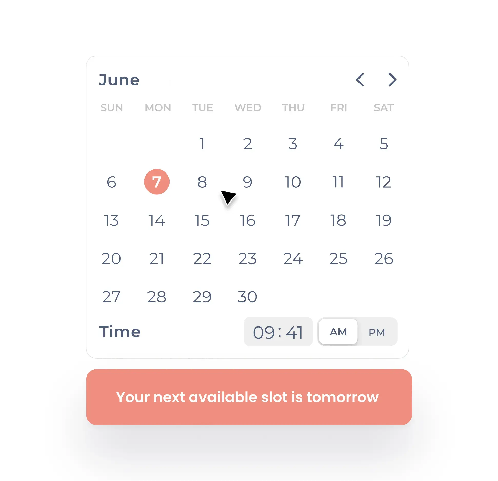 Booking a next-day MYNDUP session