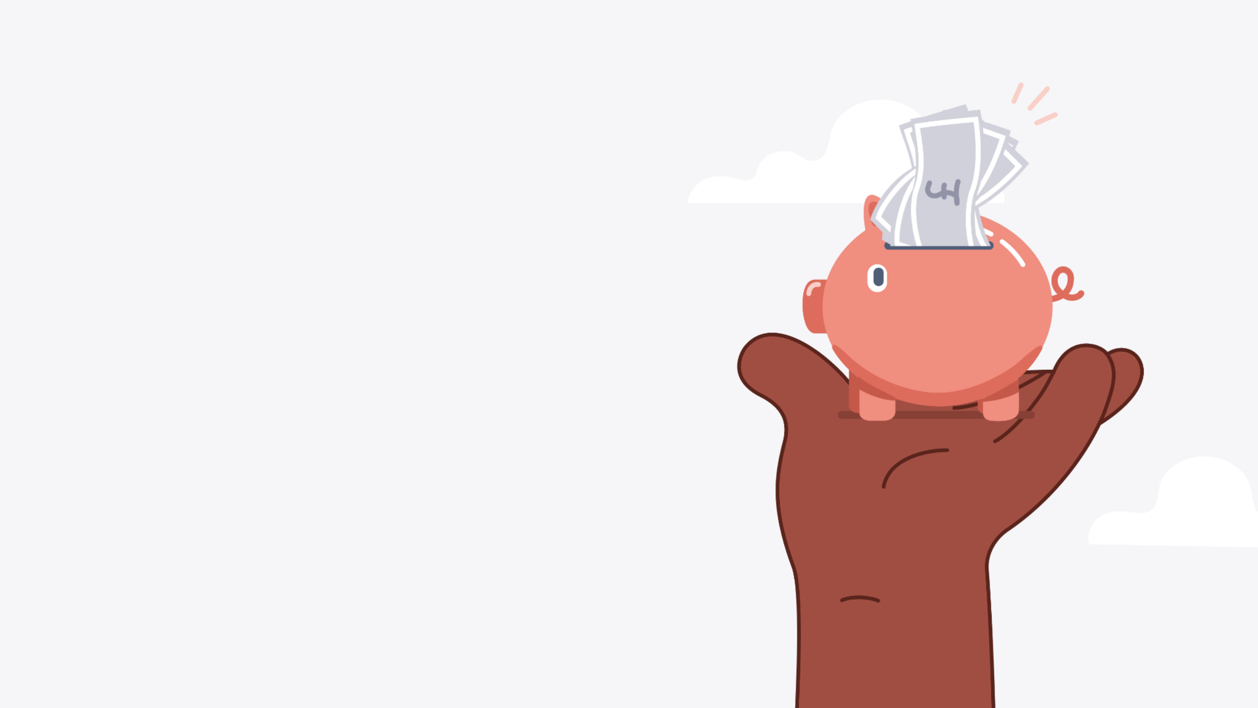 Illustration of a hand holding a piggy bank, representing the return on investment in workplace mental health support