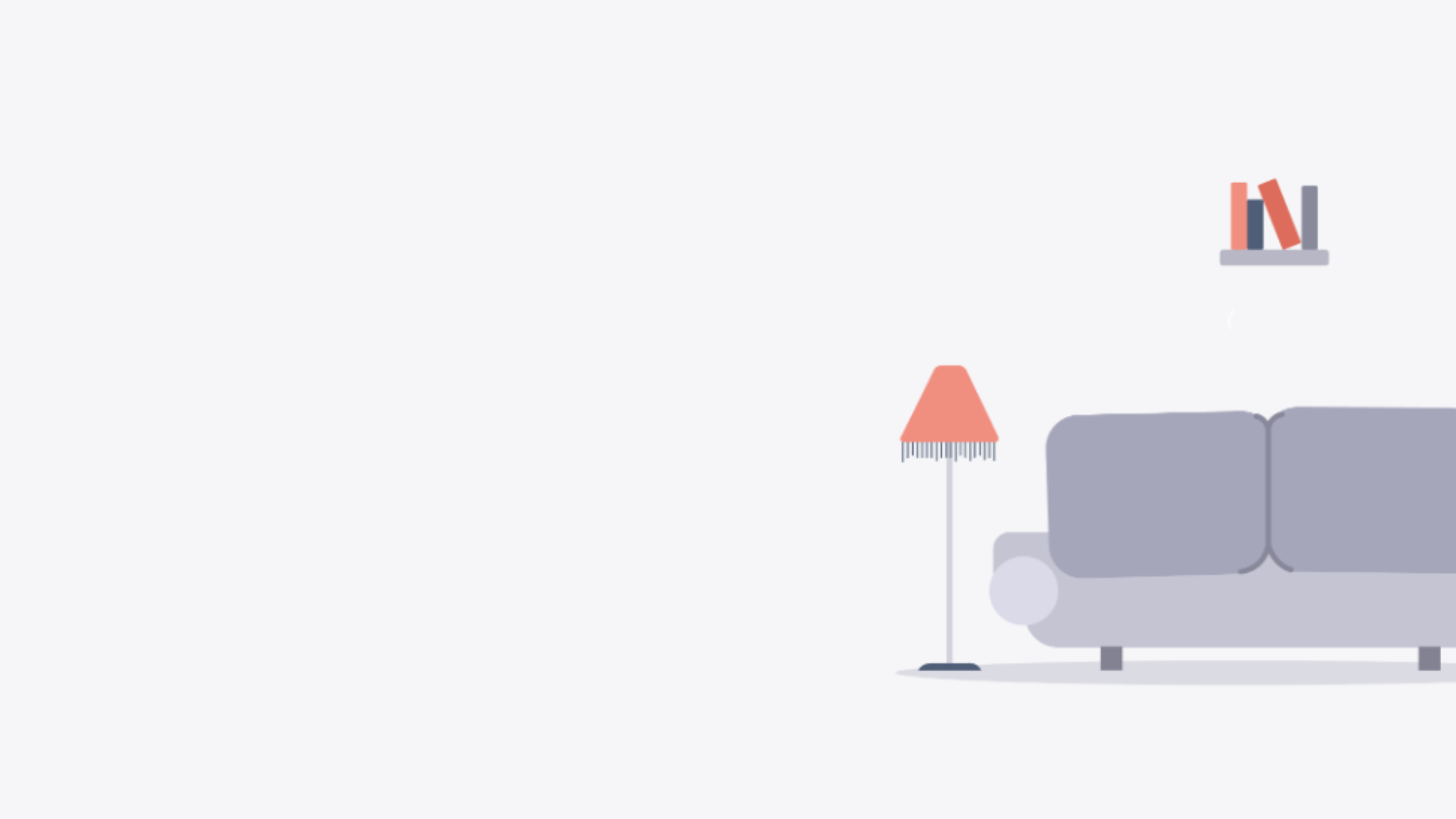 Illustration of a cosy living-room corner with a sofa and coral floor lamp, representing a calm Sunday evening wind-down