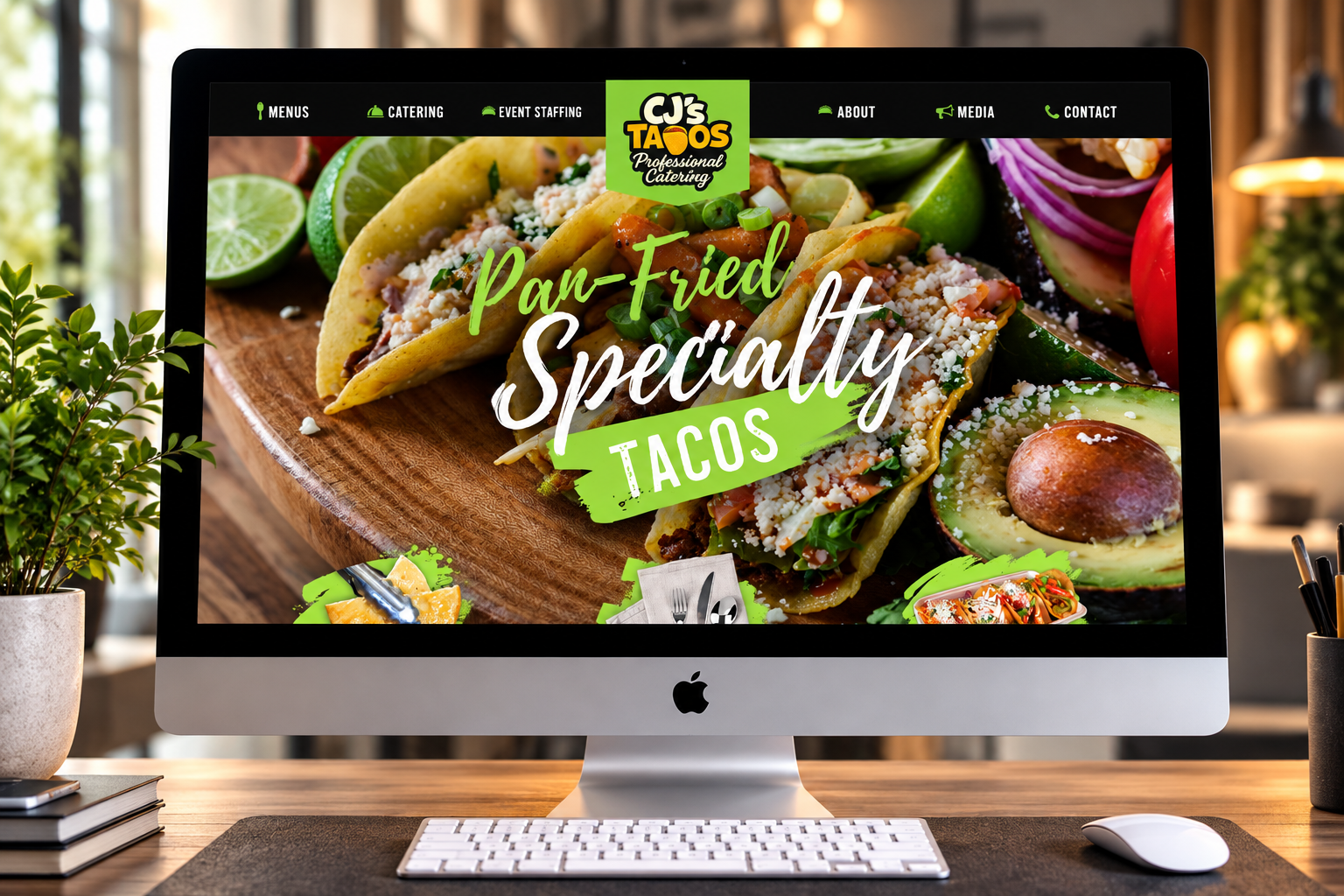 Restaurant and food truck website for CJ's Tacos, designed by 42nd Street