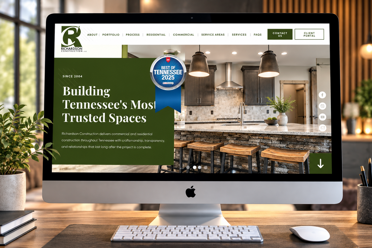 Commercial and residential construction website with portfolio and client portal for Richardson Construction, designed by 42nd Street