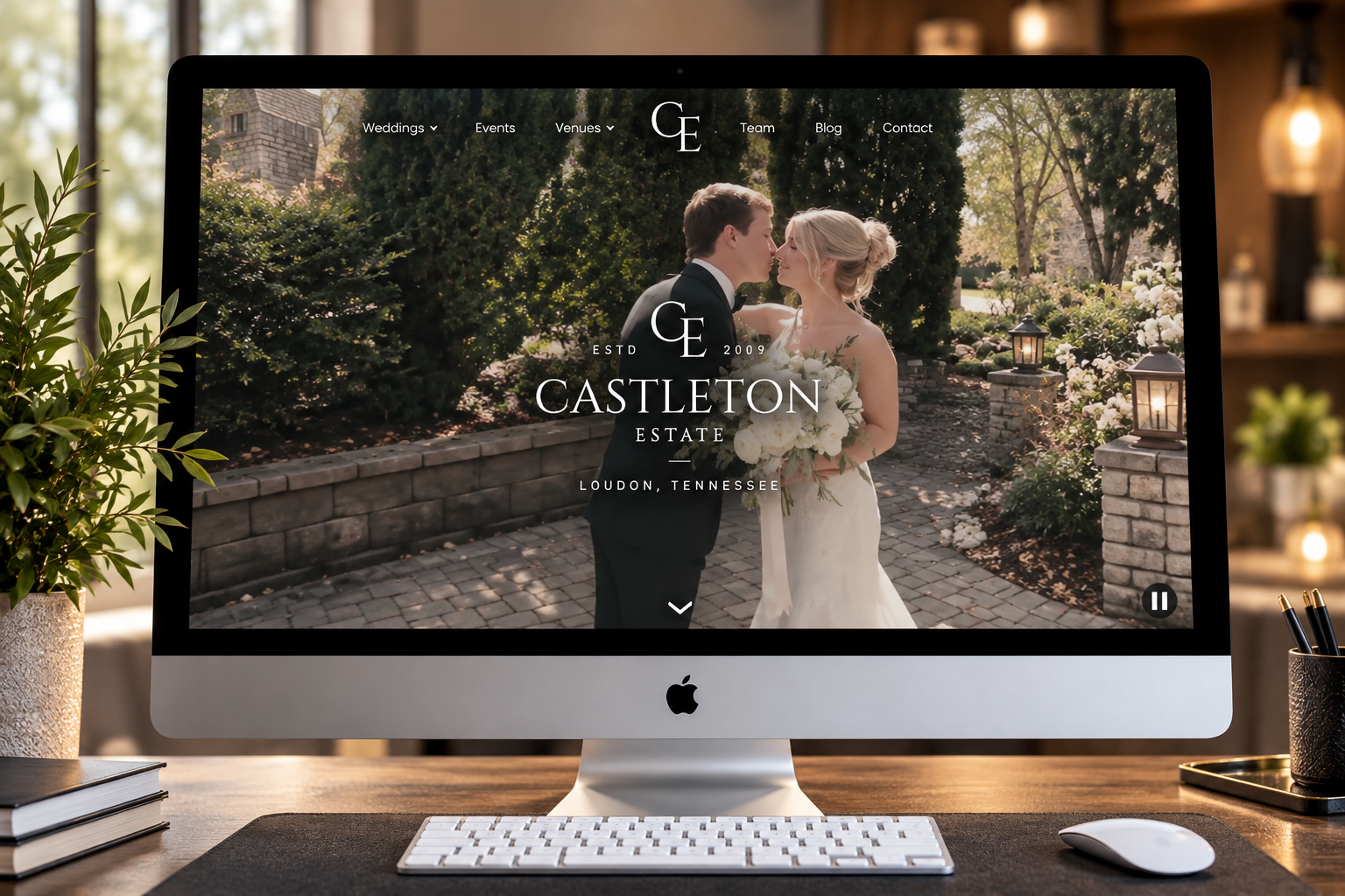 Wedding and event venue website with a full-screen video homepage for Castleton Estate, designed by 42nd Street