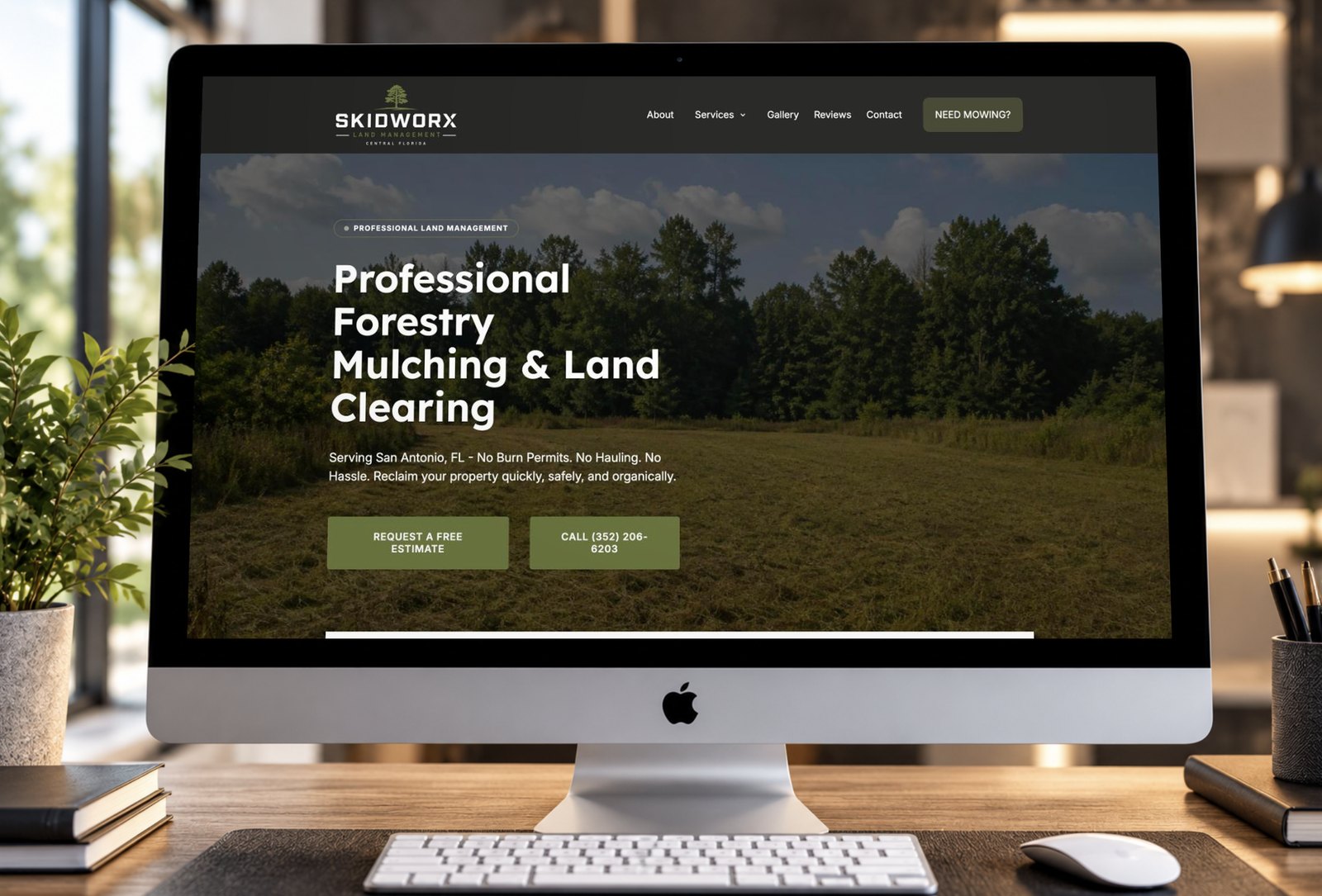 Land clearing and forestry mulching website with estimate requests for SkidWorx Land Management, designed by 42nd Street