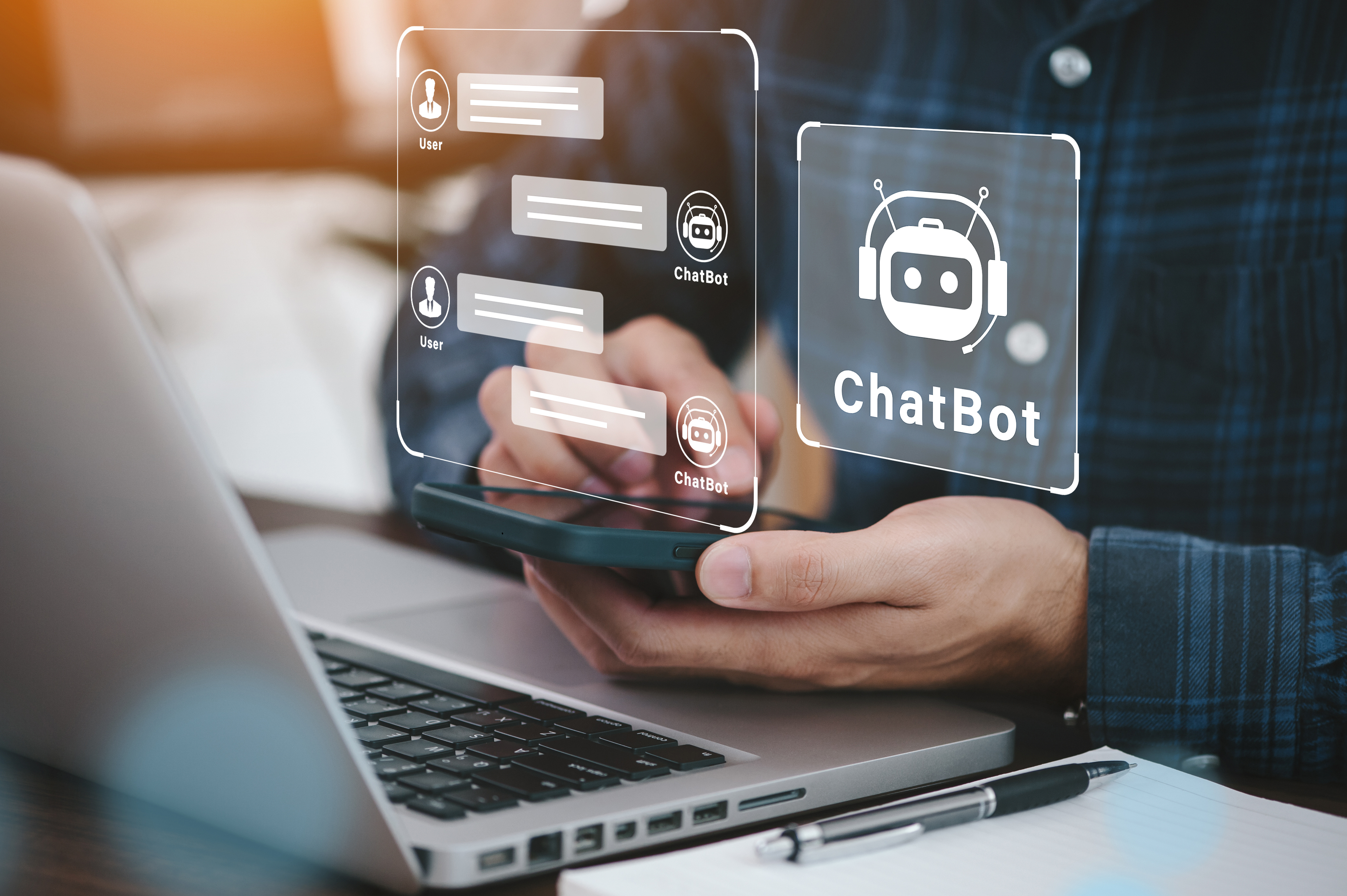 AI chatbot virtual assistant on screen, Knoxville TN