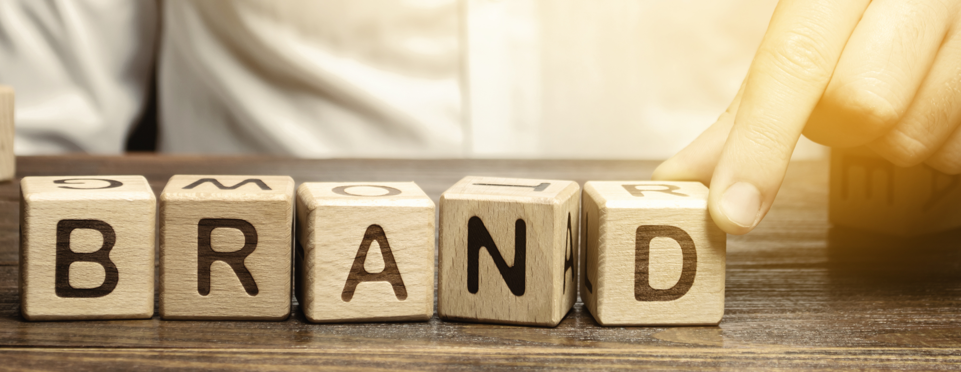 Wooden blocks spelling Brand for brand identity strategy, Maryville TN