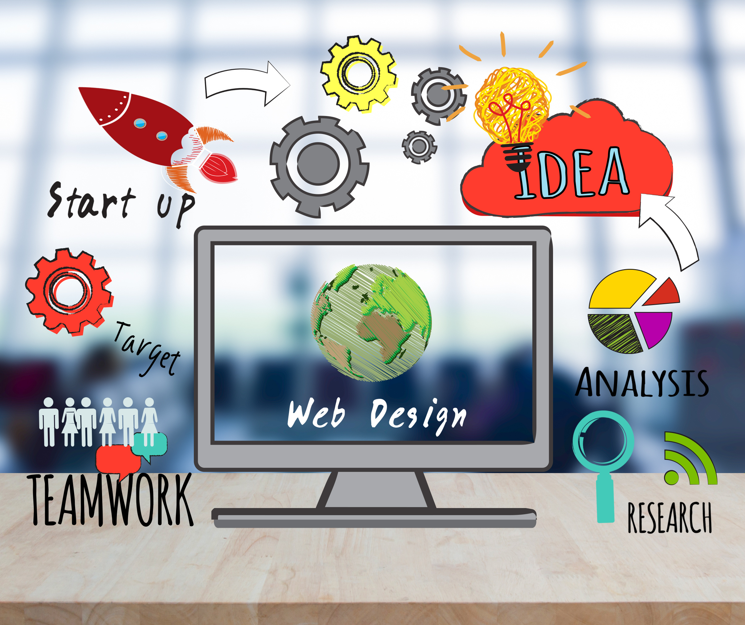 Modern web design website homepage on a desktop computer, Sevierville TN
