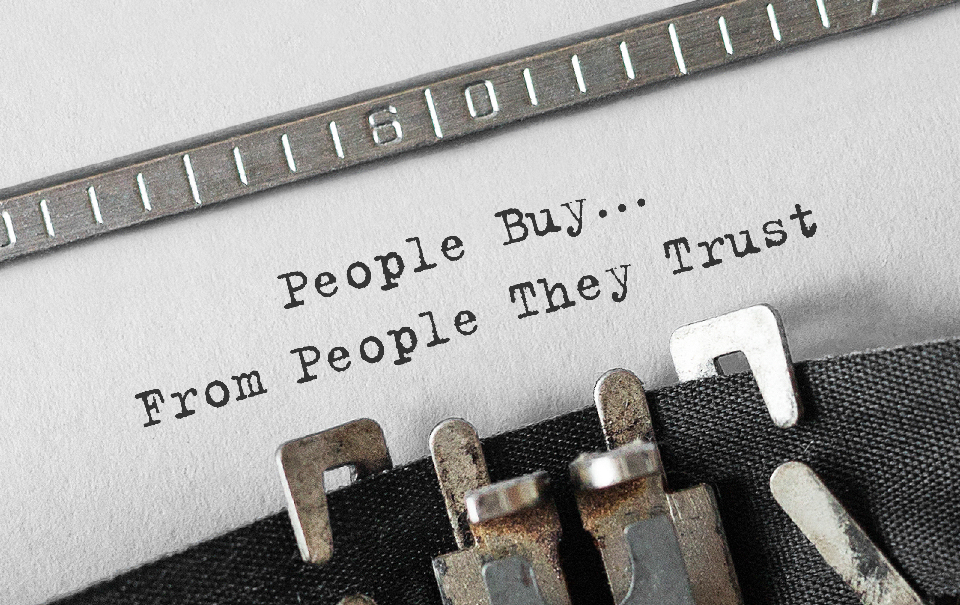 People Buy From People They Trust marketing message on typewriter, Knoxville TN