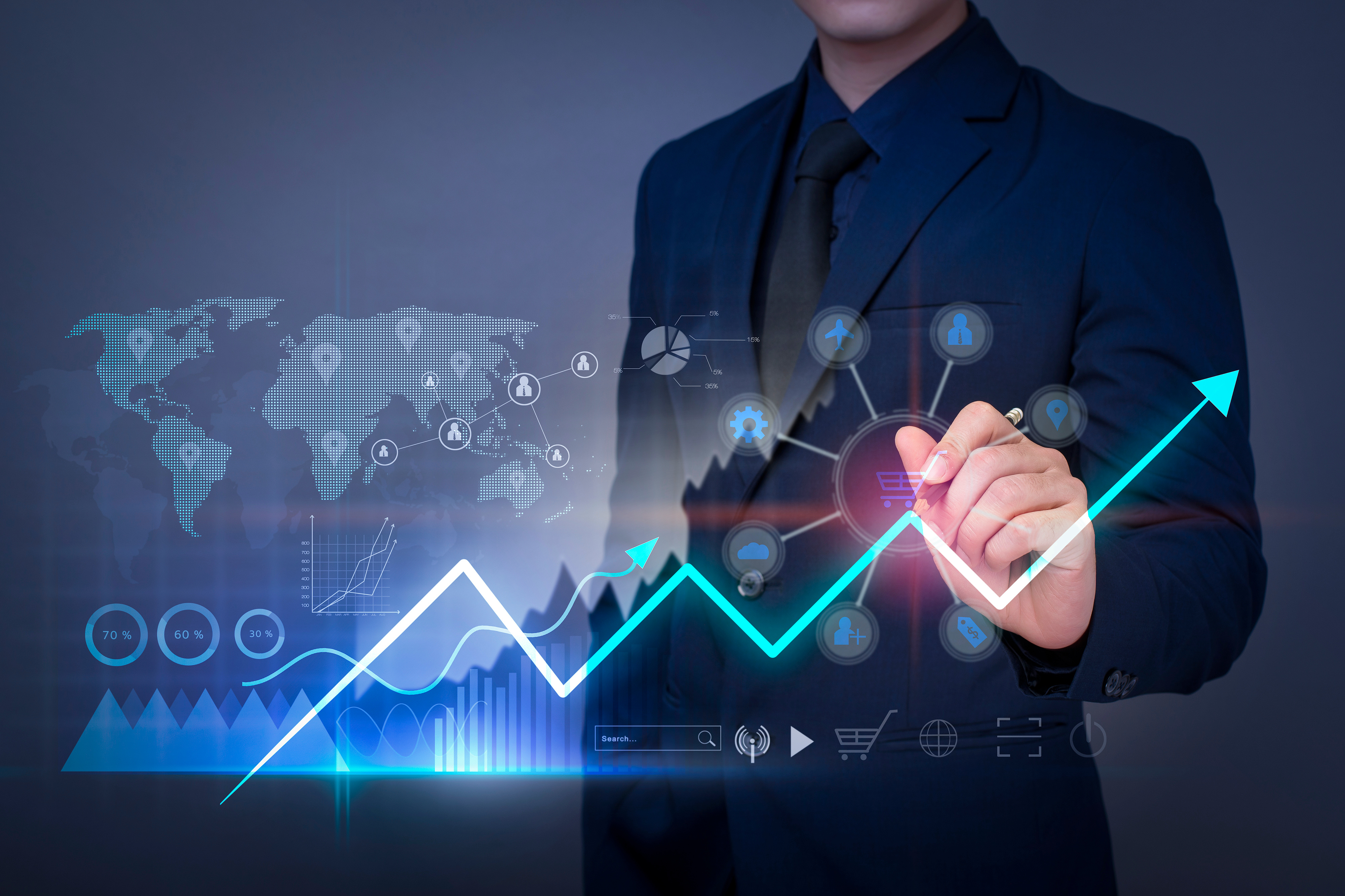 Businessman drawing a rising business growth chart, Maryville TN