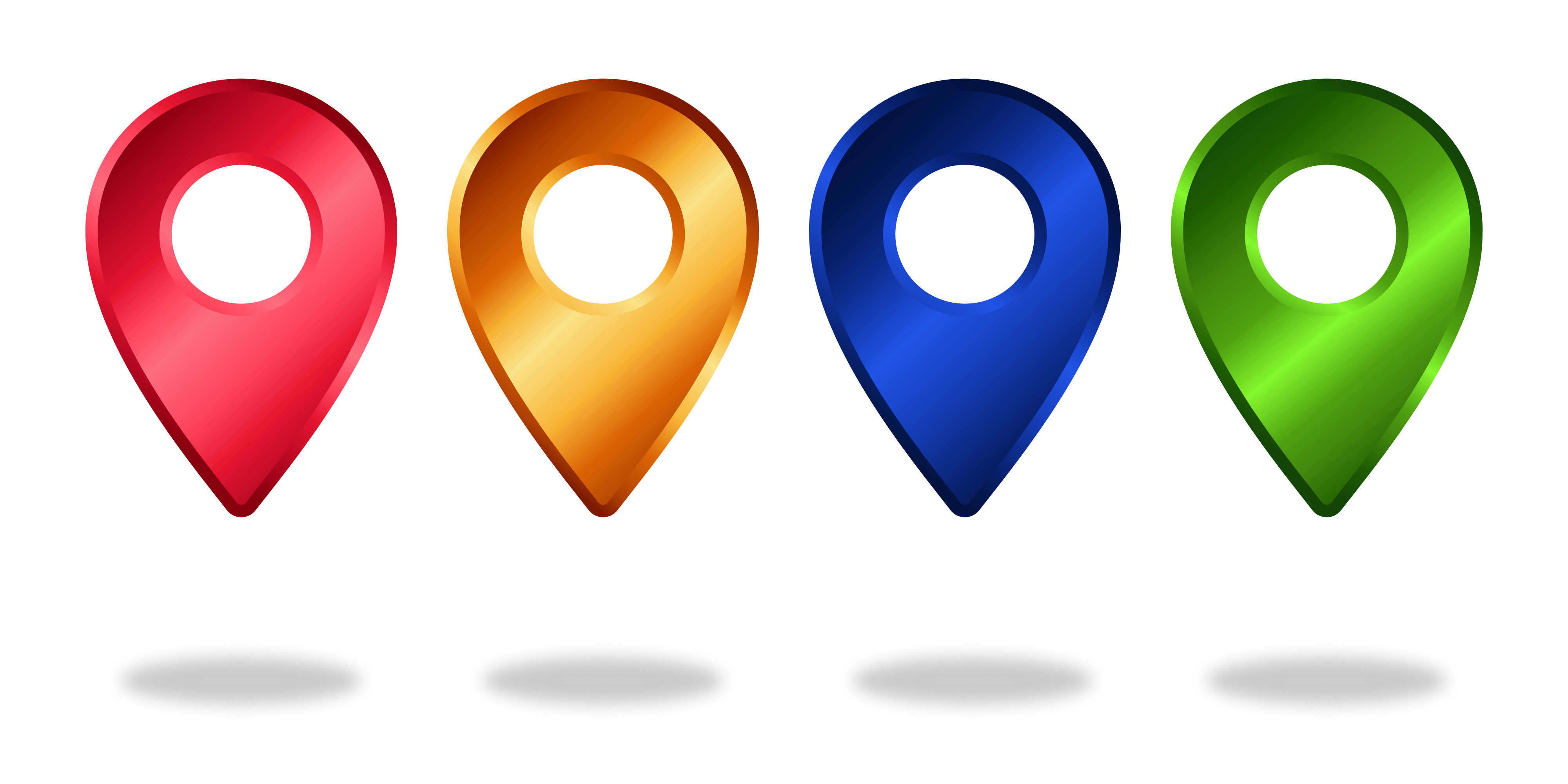 Colorful location pin markers for Google Maps local business search, Knoxville TN